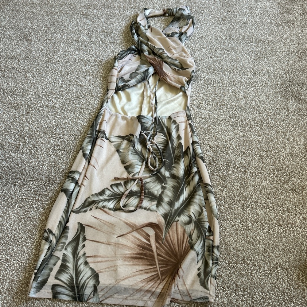 Tropical Print Halter Dress